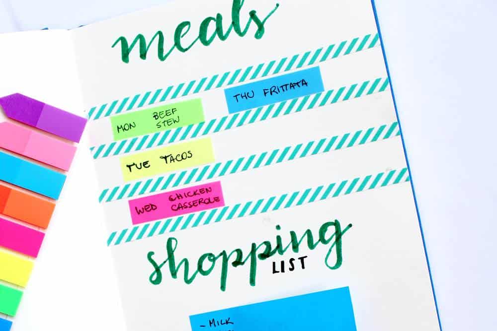learn how to use a bullet journal meal planning system