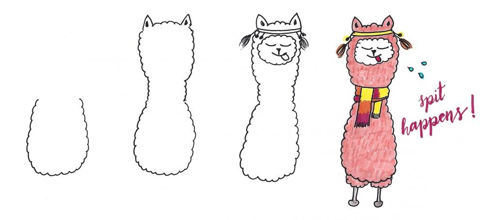 funny llama drawing and llama cartoon drawing
