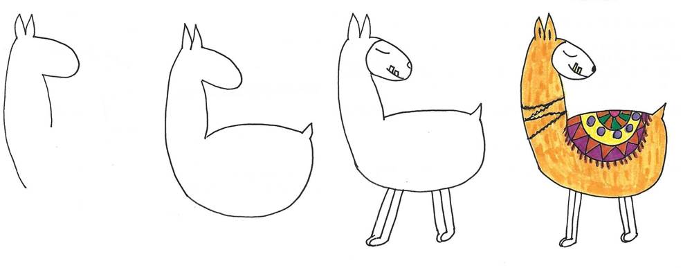 funny llama alpaca animal drawing