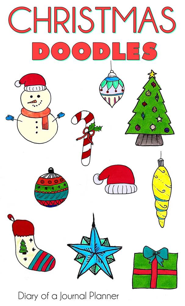 Christmas Doodles - try out these cute christmas doodles for bullet journal with easy step by step tutorial