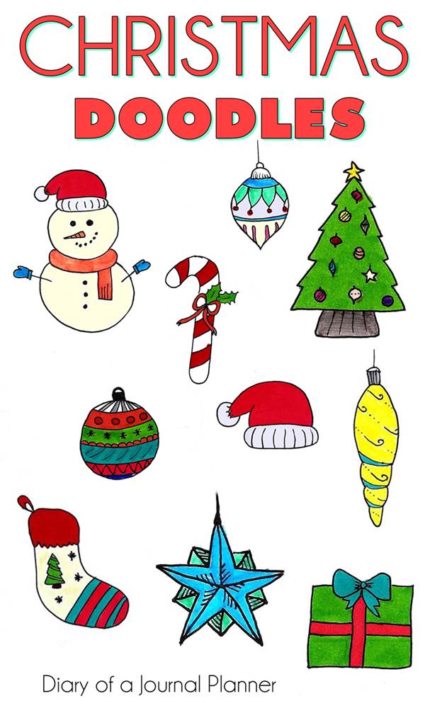 Easy Christmas Doodles (10 Cute Christmassy Bullet Journal Doodles)