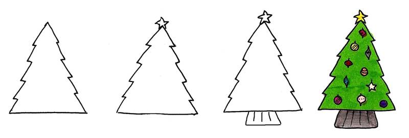 Christmas tree doodles for your journal