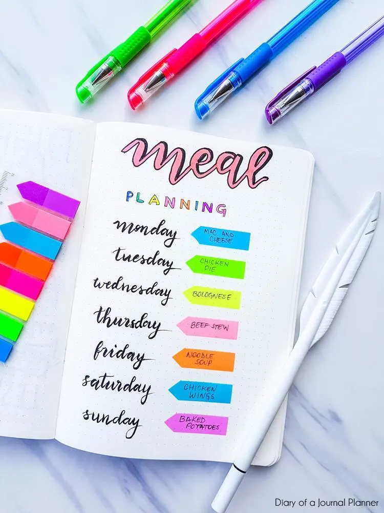 meal planning bullet journal collection
