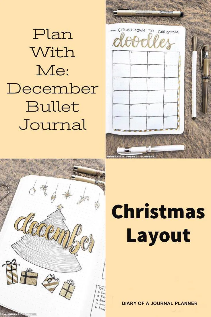 Plan with me December bullet journal Christmas spreads ideas