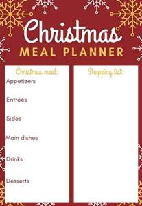 printable christmas meal planner