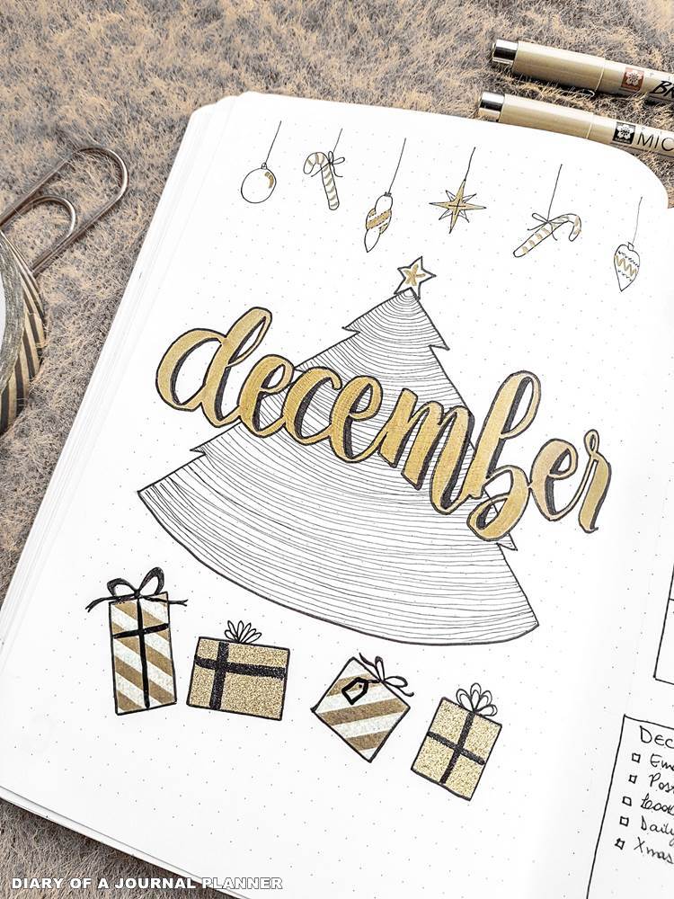 December bullet journal cover page