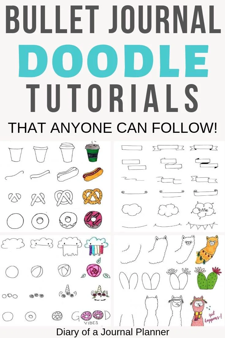 100+ bullet journal step-by-step doodles that anyone can draw