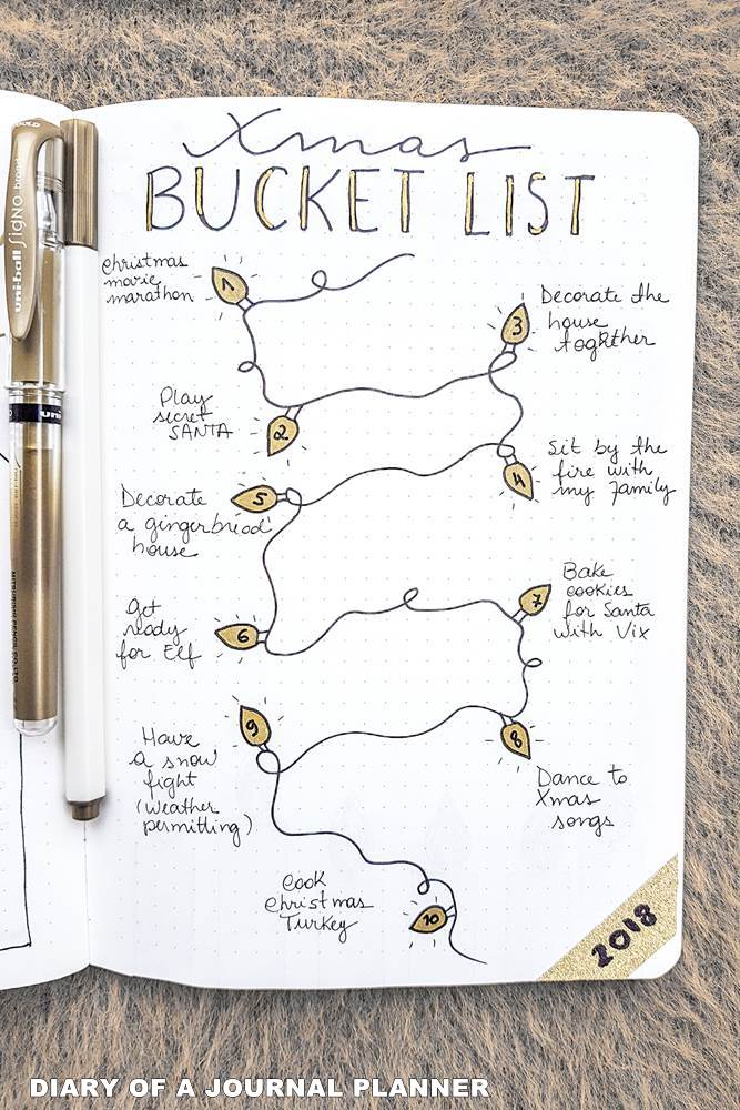 Bullet Journal Christmas Bucket list