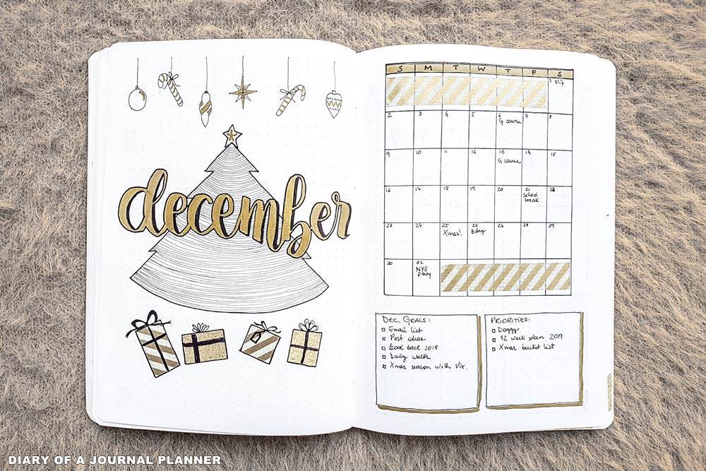 December bullet journal spread ideas