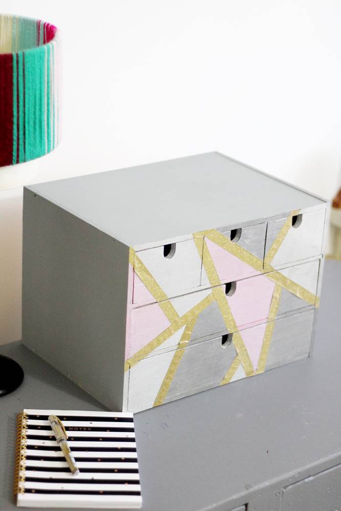 office supplies desk organizer, diy desk organiser makeover tutorial.