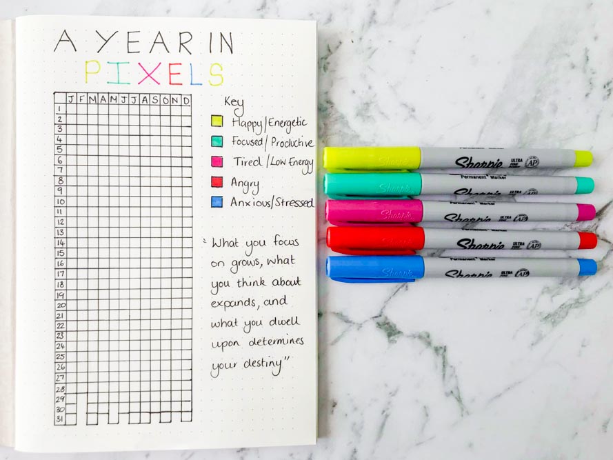 Creating a Year in Pixels Tracker for your Bullet Journal