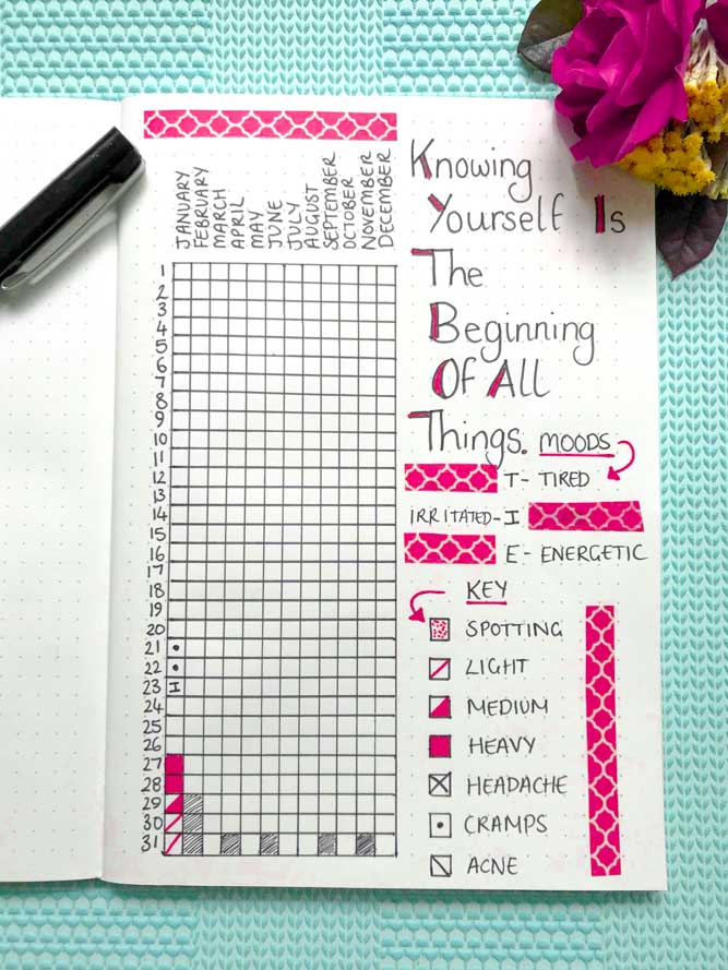 Period Tracker Bullet Journal Layout Ideas