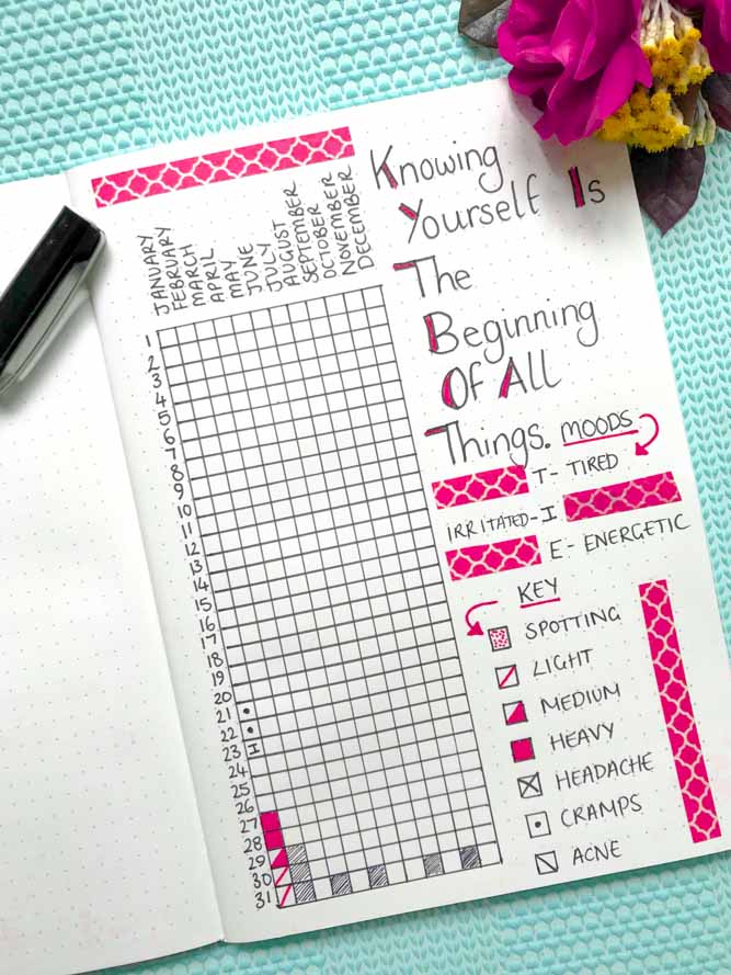 DOT, Pre-Made Bullet Journal, PERIOD TRACKERS, How To Video