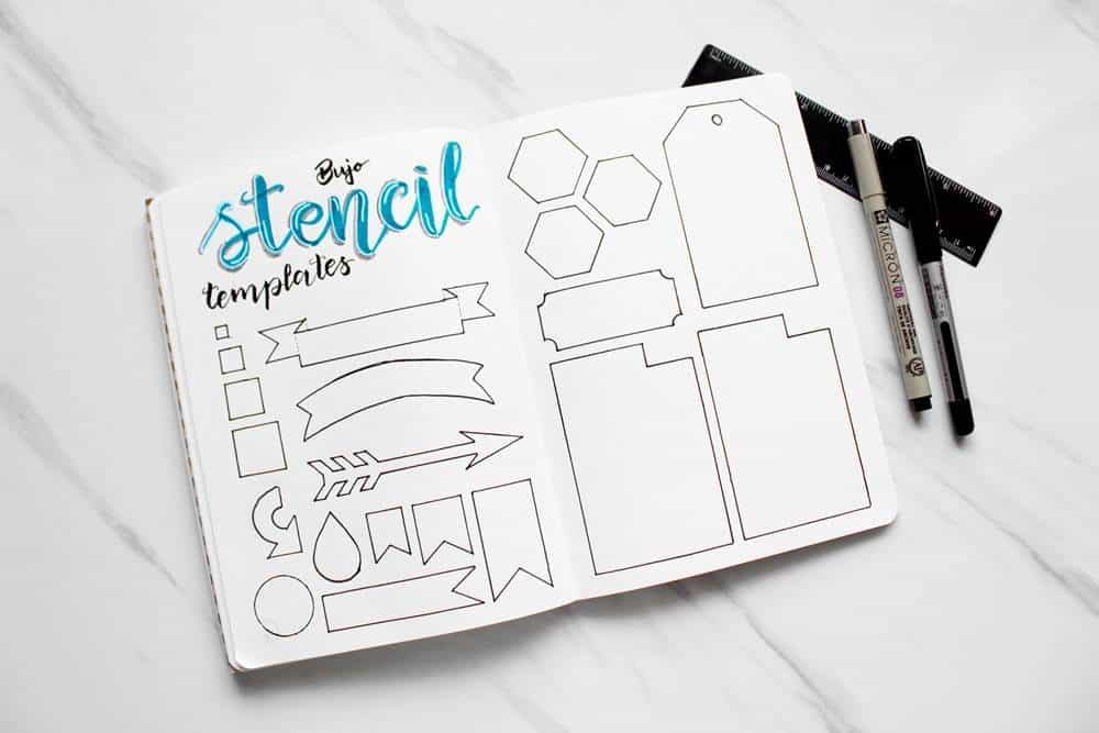 Makes Creating Layouts Easy Stencils for DIY Journals Notebook Schedule Templates 7.5 x 4.9 inch Stencil Set for Dotted Journals Journal Stencils Bullet Journaling Stencil 