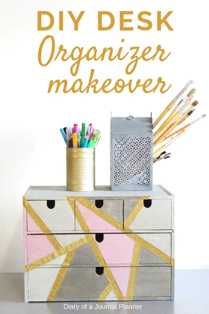 Amazing desk organizer makeover to be the storage for office supplies or craft products.