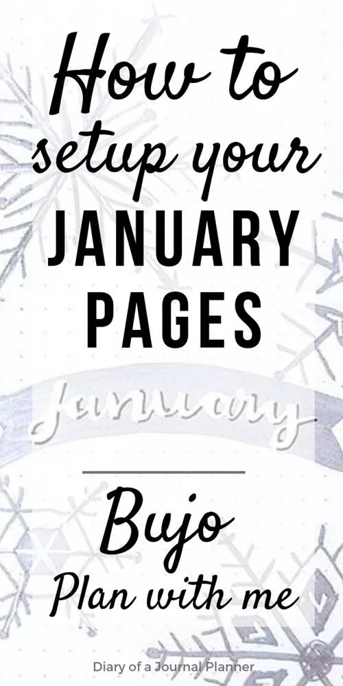 Learn how I setup my January bullet journal monthly spread and pages. Minimalist style with snowflakes doodle inspiration with a simple and easy monthly, weekly and daily calendar setup to reach your goals and start the year with your planner organization on track.