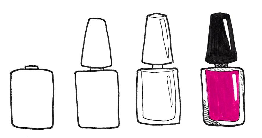 nail polish bottle doodle tutorial