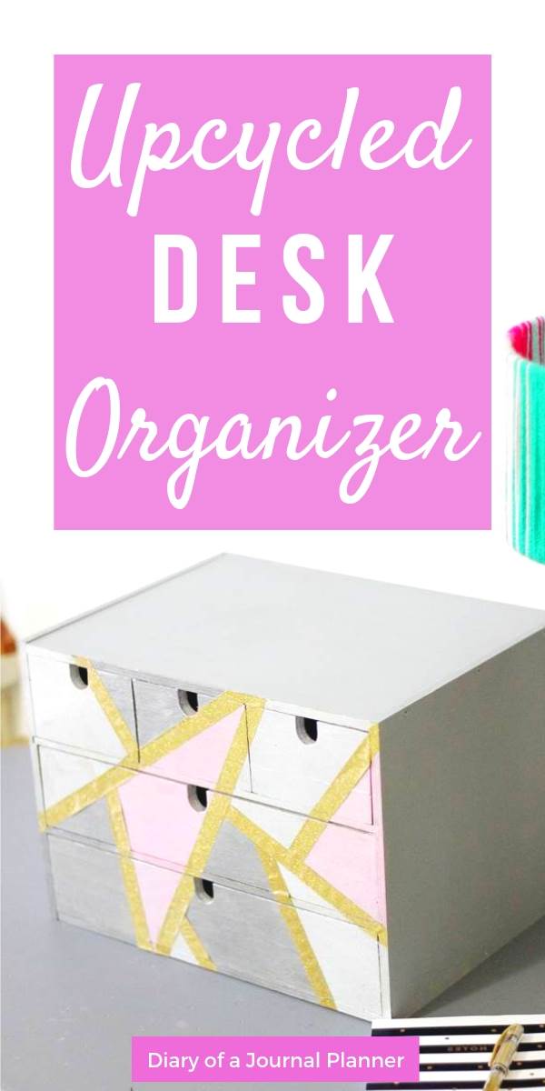 Easy DIY desk organizer upcycling using an IKEA home office supply box.