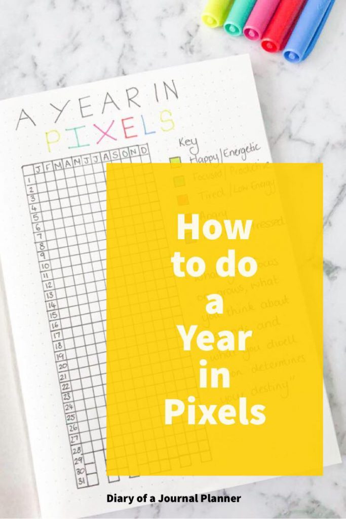 how to do an year in pixels bullet journal layout