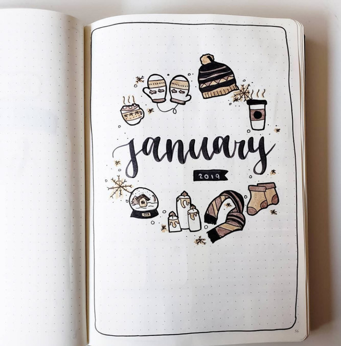 January Cover Page for bullet journal