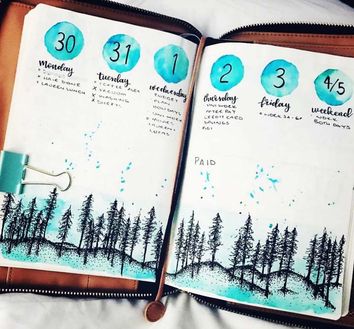 Winter weekly spread idea