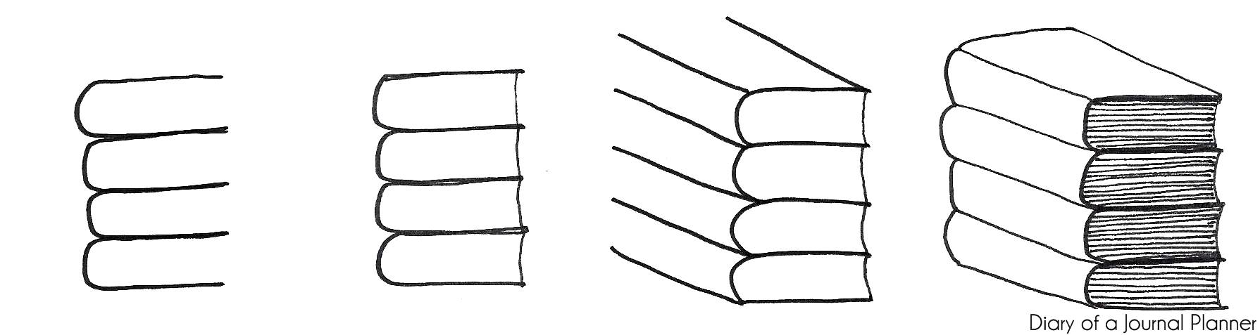 How to draw a stack of books