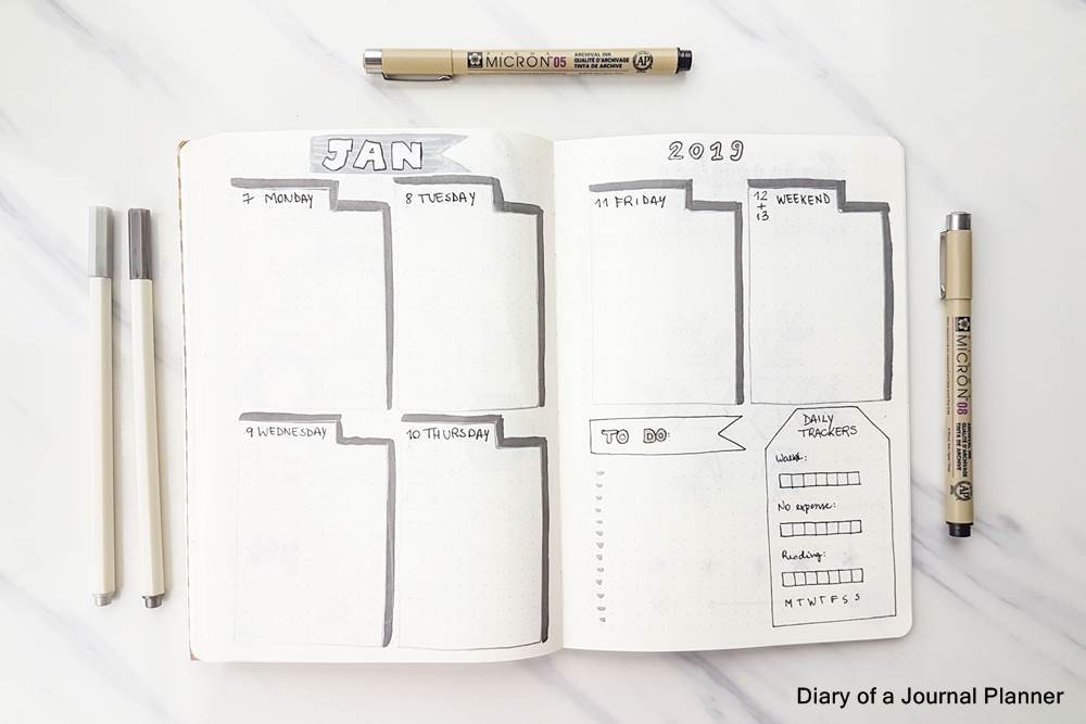 K za Sympatizova Ob a ovanie Bullet Journal Weekly Planner Simple 