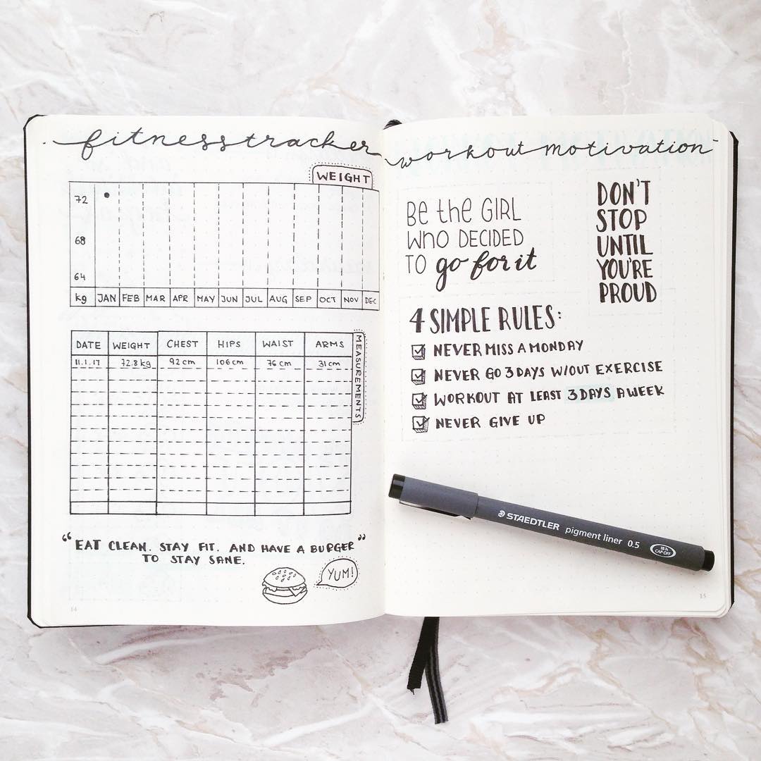 Fitness bullet journal trackers to achieve your health goals in 2026