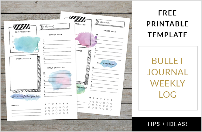 Bullet Journal Weekly Log Free Template