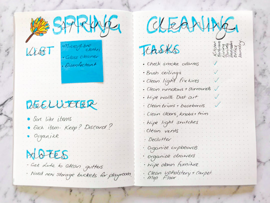 Cleaning Schedule Bullet Journal