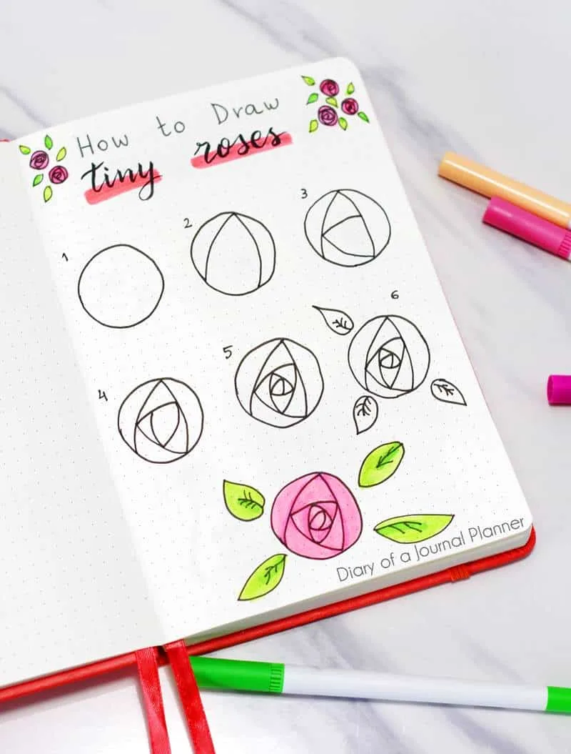 How to Draw Easy Flower Doodles for Bullet Journal Spreads