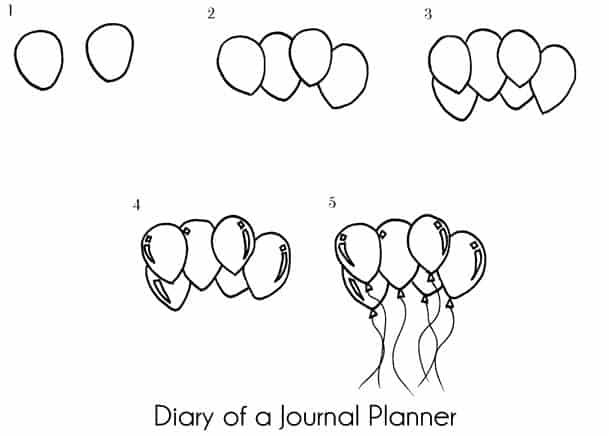 Bunch of balloons doodles step by step instructions