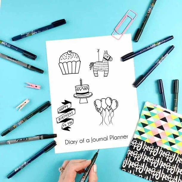 Bullet journal birthday doodle ideas