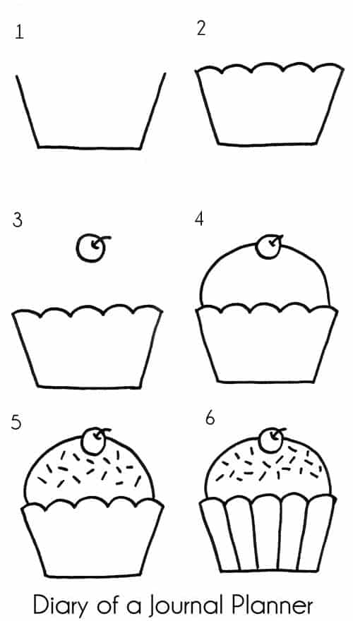 Cupcake doodles step by step instruction