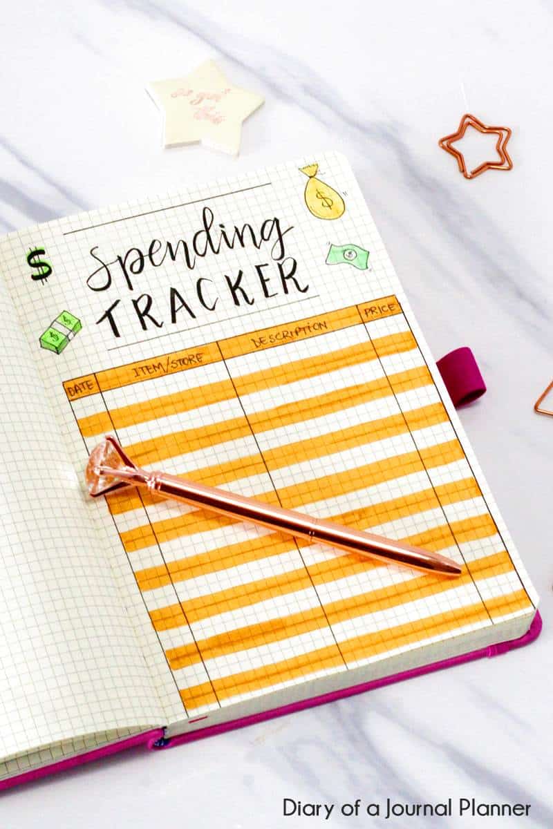bullet journal spending tracker
