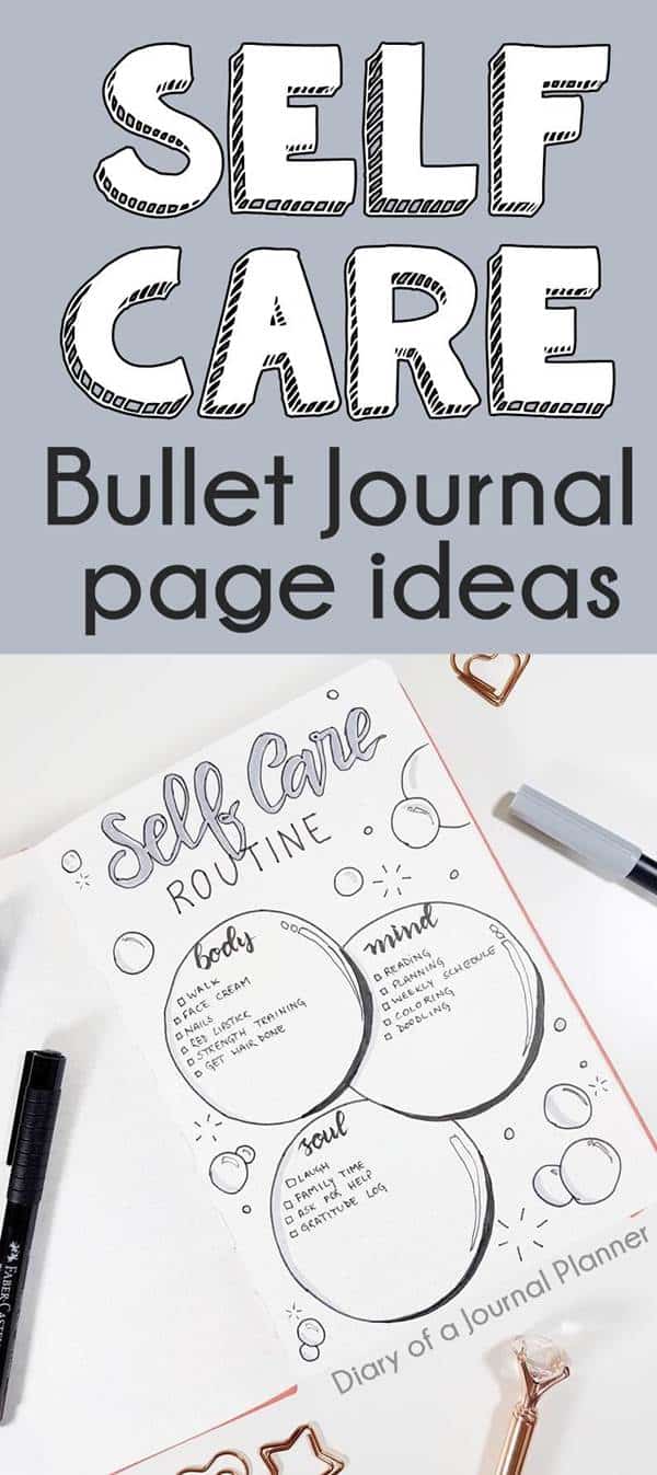 bullet journal self care tracker