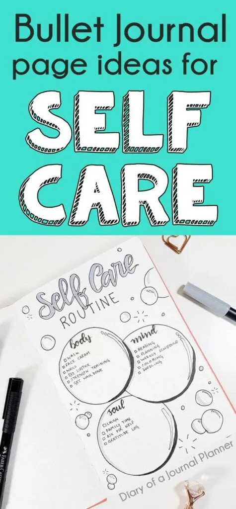 Best layout and trackers for self care in your bullet journal, self care bujo page, self care spread, self care routine, selfcare bujo list, bullet journal self-care checklist, self improvement log, daily self care challenge and goals.#bulletjournal #bujo #selfcare #bujocommunity