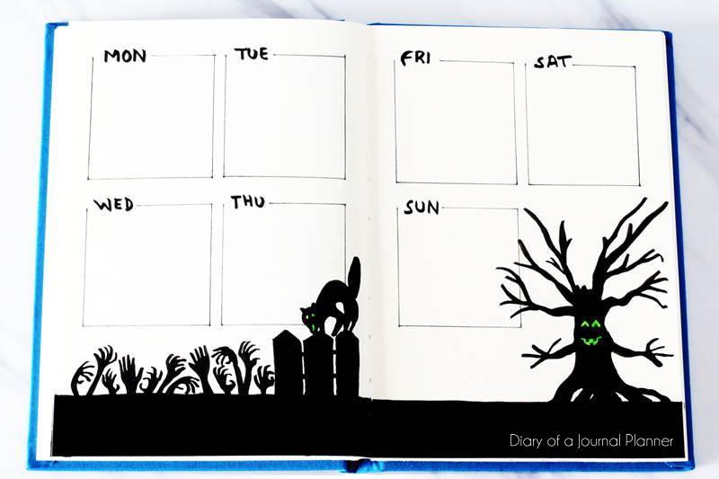 Halloween bullet journal spreads