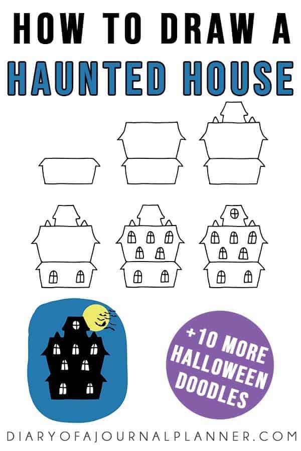 Halooween haunted house doodle