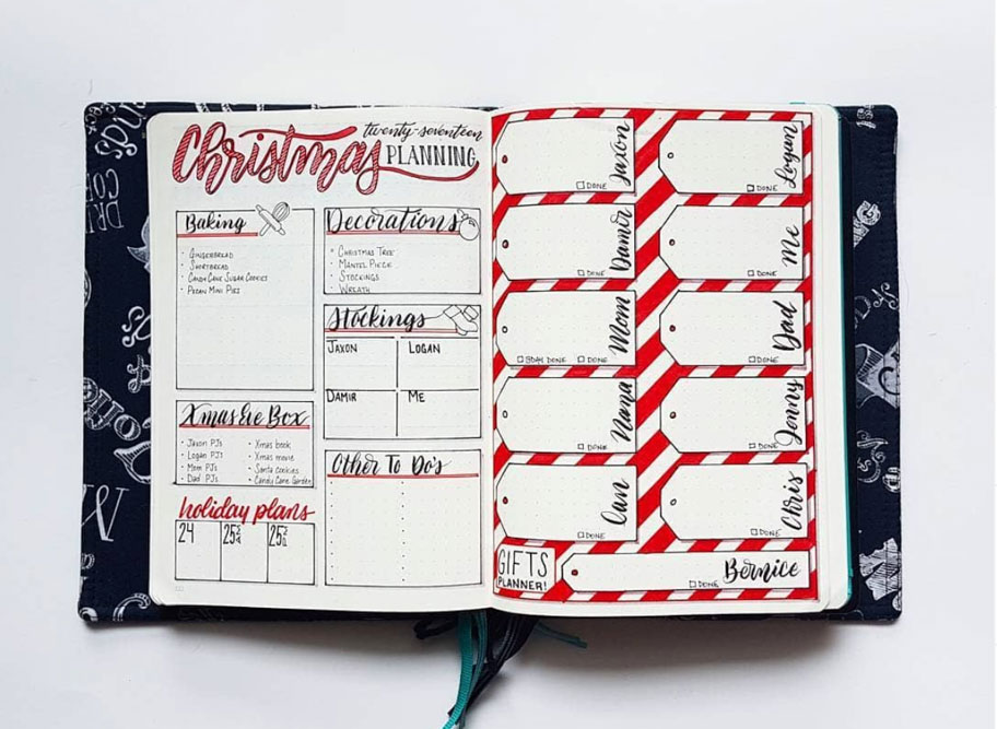  spread for planning Christmas