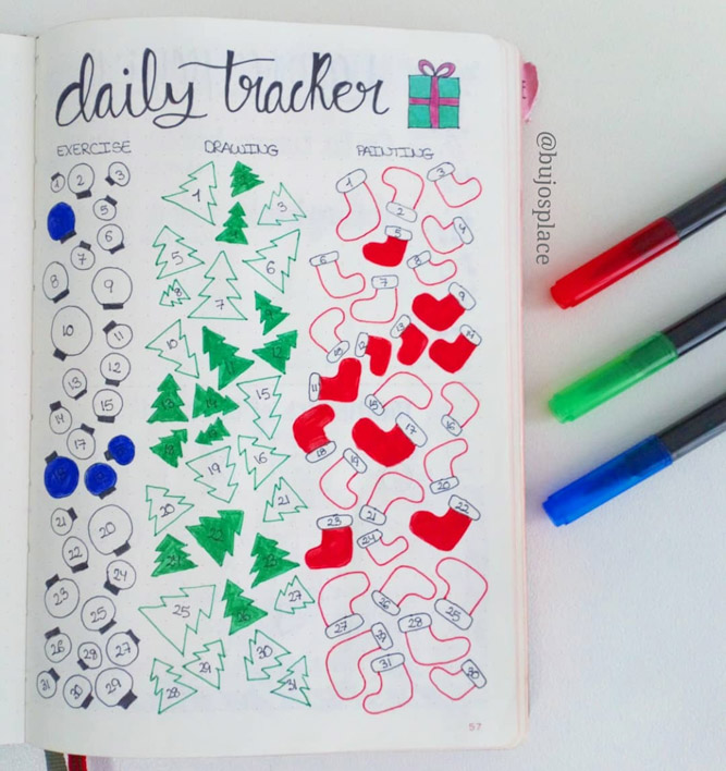 tracker inspiration for Christmas journal