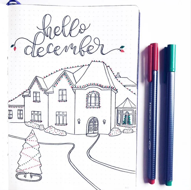 Holiday Bullet Journal Monthly Cover