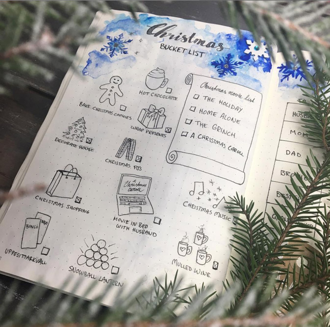 bujo bucket list christmas bujo