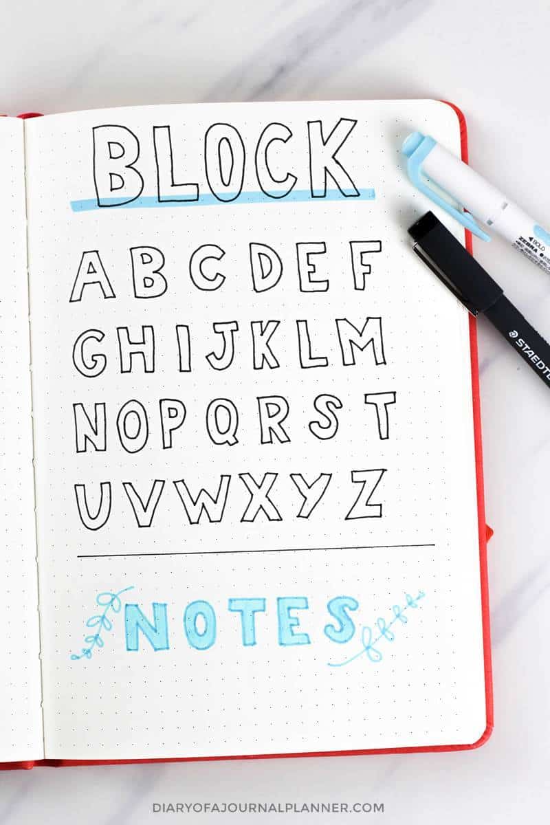 block letters for bujo