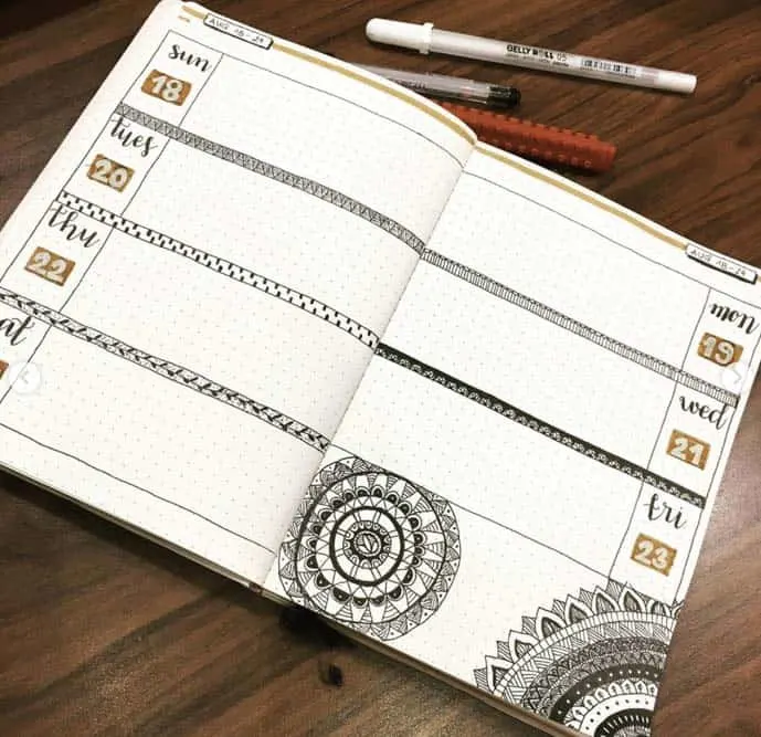 Weekly spread mandala theme