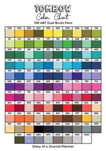 Tombow Color Chart (+ Printable to track your 108 or 96 dual brush pens)