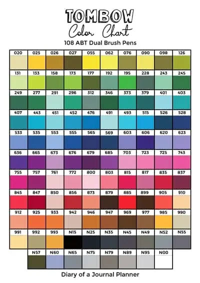 tombow 108 color chart