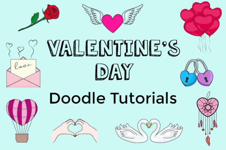 Valentine's Day Doodles (13 love inspired step by step doodle tutorials)