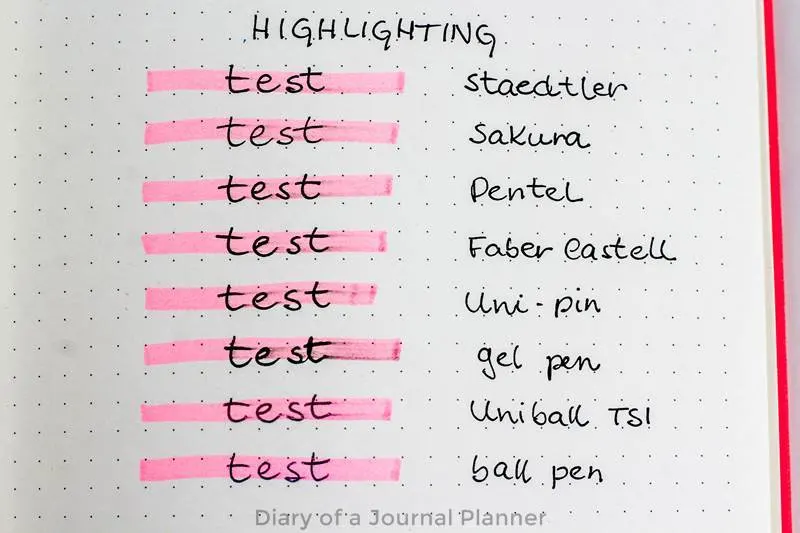 Better highlighters that don't bleed? Or a good pen that won't bleed under  these midliners : r/bulletjournal