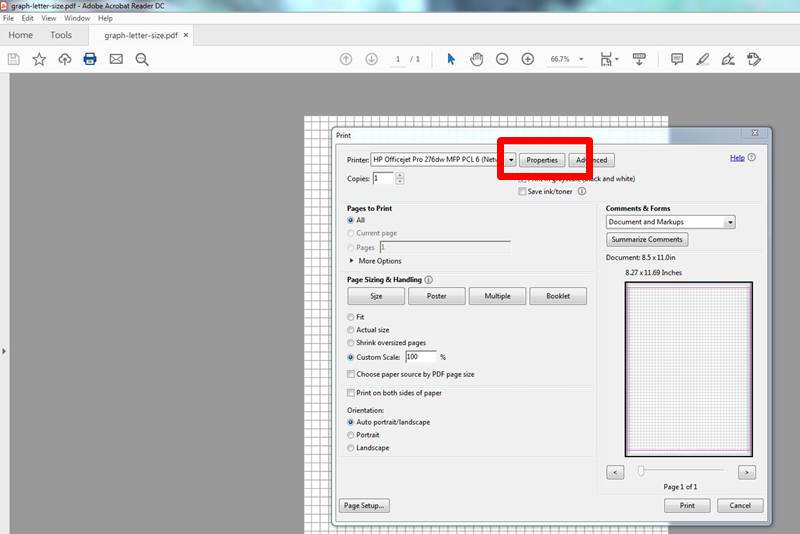 resize paper on properties settings for printable diary paper